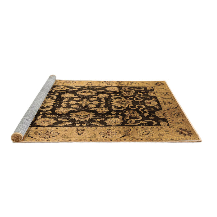 Sideview of Machine Washable Oriental Brown Traditional Rug, wshurb618brn