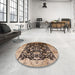 Round Machine Washable Industrial Modern Bakers Brown Rug in a Office, wshurb618