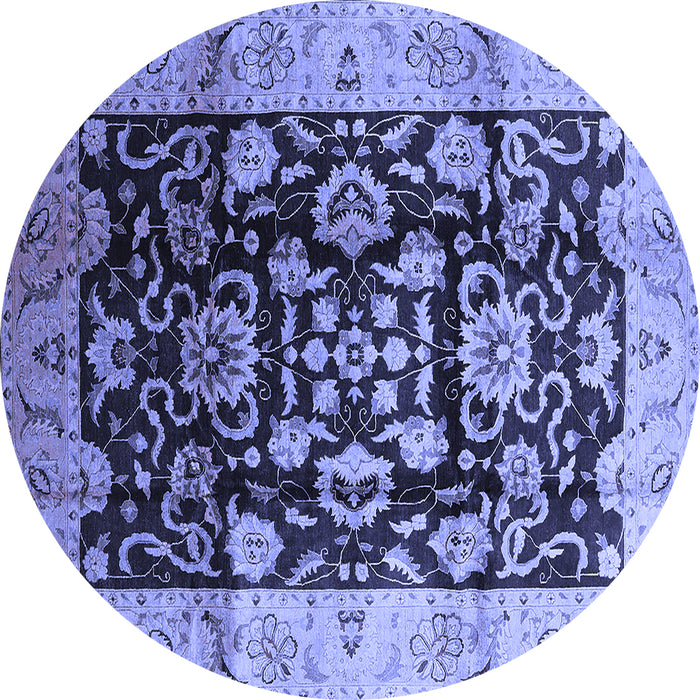 Round Oriental Blue Traditional Rug, urb618blu