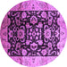 Round Machine Washable Oriental Purple Traditional Area Rugs, wshurb618pur