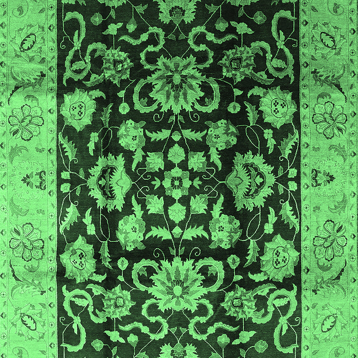 Machine Washable Oriental Emerald Green Traditional Area Rugs, wshurb618emgrn