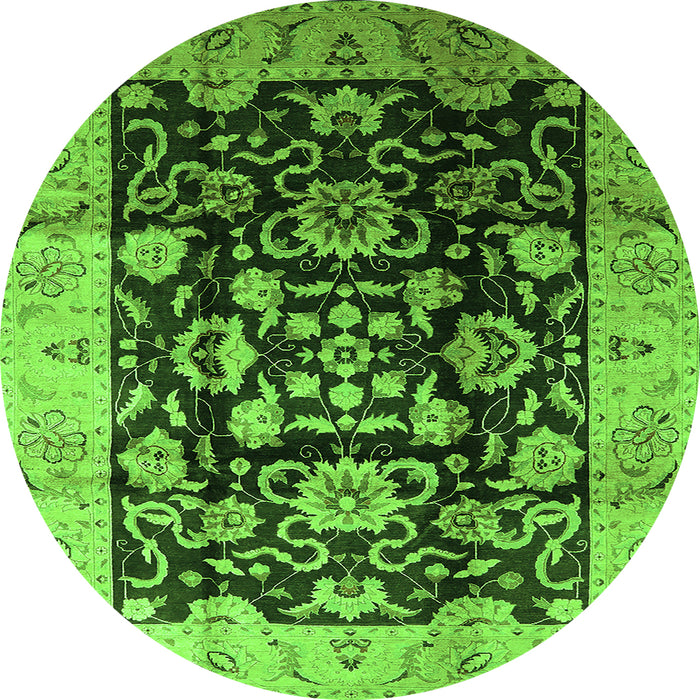 Round Oriental Green Traditional Rug, urb618grn