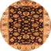 Round Oriental Orange Traditional Rug, urb619org