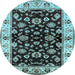 Round Oriental Light Blue Traditional Rug, urb619lblu