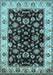 Machine Washable Oriental Light Blue Traditional Rug, wshurb619lblu