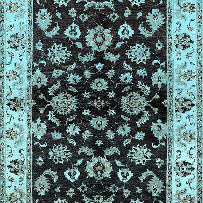 Machine Washable Oriental Light Blue Traditional Rug, wshurb619lblu