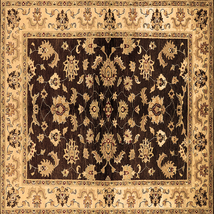 Square Machine Washable Oriental Brown Traditional Rug, wshurb619brn