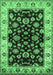 Machine Washable Oriental Emerald Green Traditional Area Rugs, wshurb619emgrn