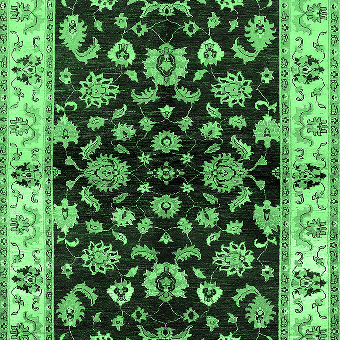 Machine Washable Oriental Emerald Green Traditional Area Rugs, wshurb619emgrn