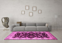 Machine Washable Oriental Pink Traditional Rug, wshurb619pnk