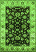 Machine Washable Oriental Green Traditional Area Rugs, wshurb619grn