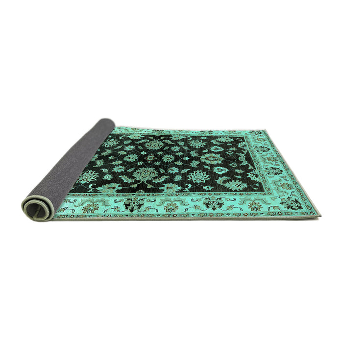 Sideview of Oriental Turquoise Traditional Rug, urb619turq