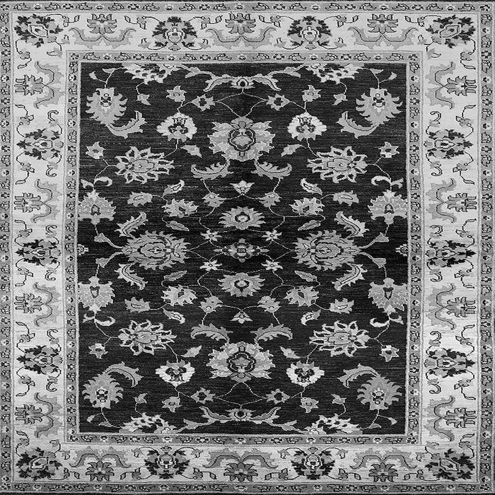 Square Machine Washable Oriental Gray Traditional Rug, wshurb619gry