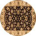 Round Oriental Brown Traditional Rug, urb619brn