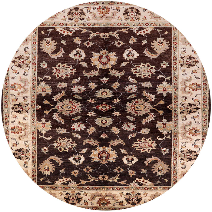 Round Mid-Century Modern Red Oriental Rug, urb619