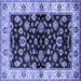 Square Machine Washable Oriental Blue Traditional Rug, wshurb619blu