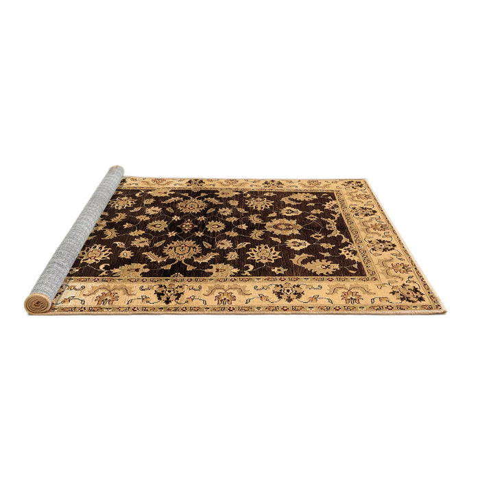 Sideview of Machine Washable Oriental Brown Traditional Rug, wshurb619brn