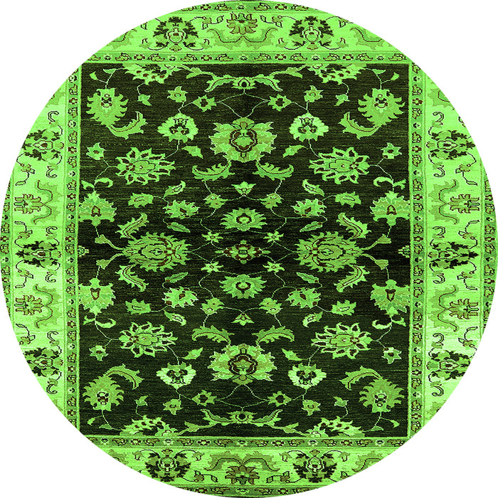Round Oriental Green Traditional Rug, urb619grn