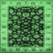 Square Machine Washable Oriental Emerald Green Traditional Area Rugs, wshurb619emgrn