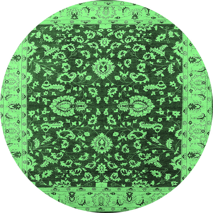 Round Oriental Emerald Green Traditional Rug, urb620emgrn