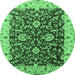 Round Oriental Emerald Green Traditional Rug, urb620emgrn