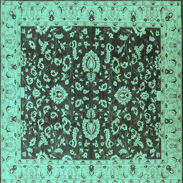 Square Oriental Turquoise Traditional Rug, urb620turq
