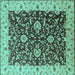 Square Oriental Turquoise Traditional Rug, urb620turq
