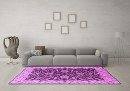 Machine Washable Oriental Purple Traditional Area Rugs in a Living Room, wshurb620pur