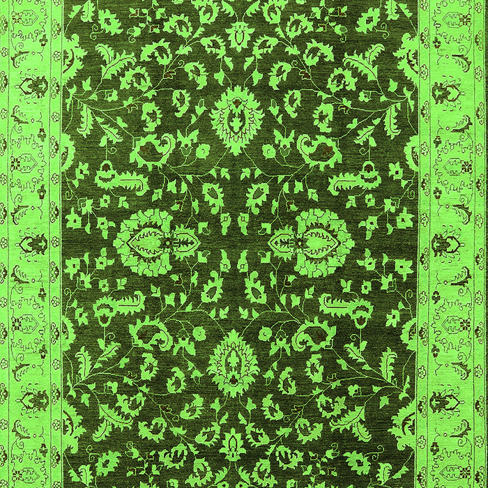 Machine Washable Oriental Green Traditional Area Rugs, wshurb620grn
