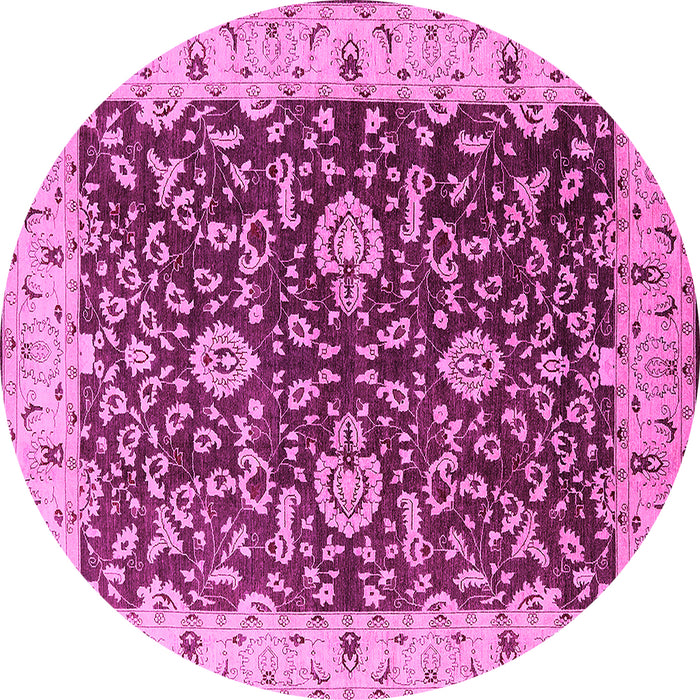 Round Machine Washable Oriental Pink Traditional Rug, wshurb620pnk