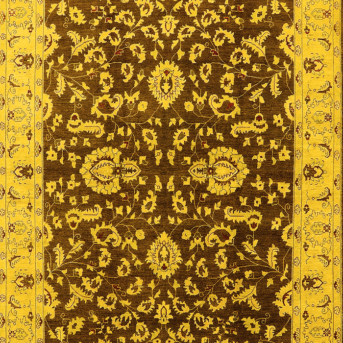 Machine Washable Oriental Yellow Traditional Rug, wshurb620yw