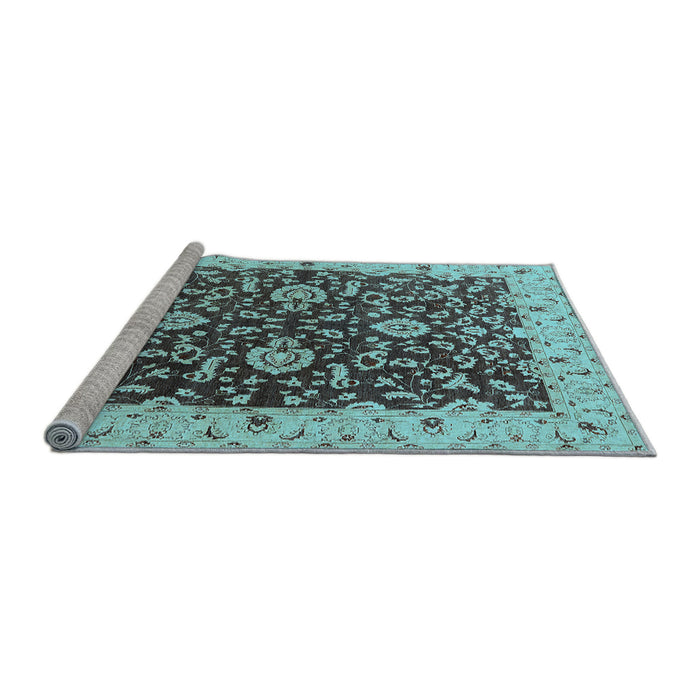 Sideview of Machine Washable Oriental Light Blue Traditional Rug, wshurb620lblu