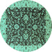 Round Oriental Turquoise Traditional Rug, urb620turq