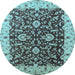 Round Oriental Light Blue Traditional Rug, urb620lblu