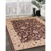 Mid-Century Modern Red Brown Oriental Rug in Family Room, urb620