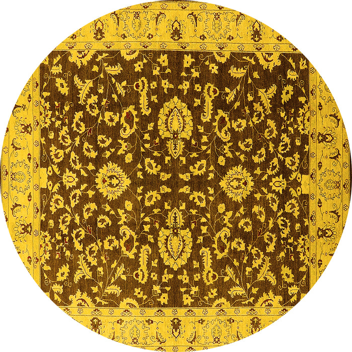 Round Oriental Yellow Traditional Rug, urb620yw