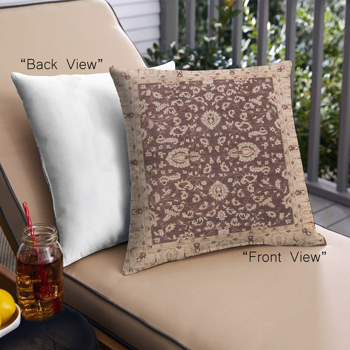 Front View of Mid-Century Modern Urban Square Red Brown Throw Pillow, 18 inch by 18 inch, pwurb620