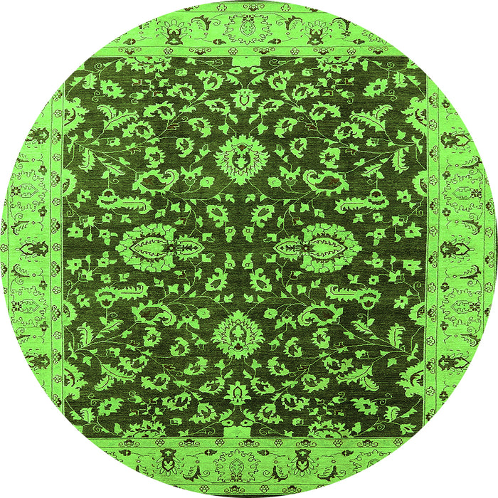 Round Oriental Green Traditional Rug, urb620grn