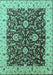 Machine Washable Oriental Turquoise Traditional Area Rugs, wshurb620turq