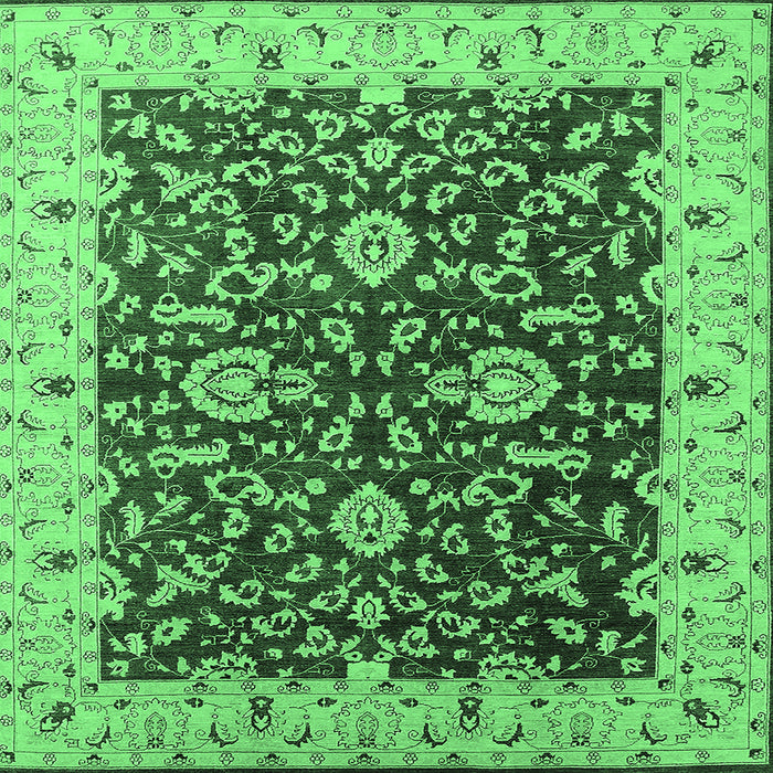 Square Machine Washable Oriental Emerald Green Traditional Area Rugs, wshurb620emgrn