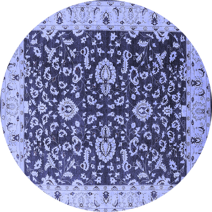 Round Machine Washable Oriental Blue Traditional Rug, wshurb620blu