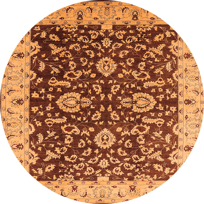 Round Oriental Orange Traditional Rug, urb620org