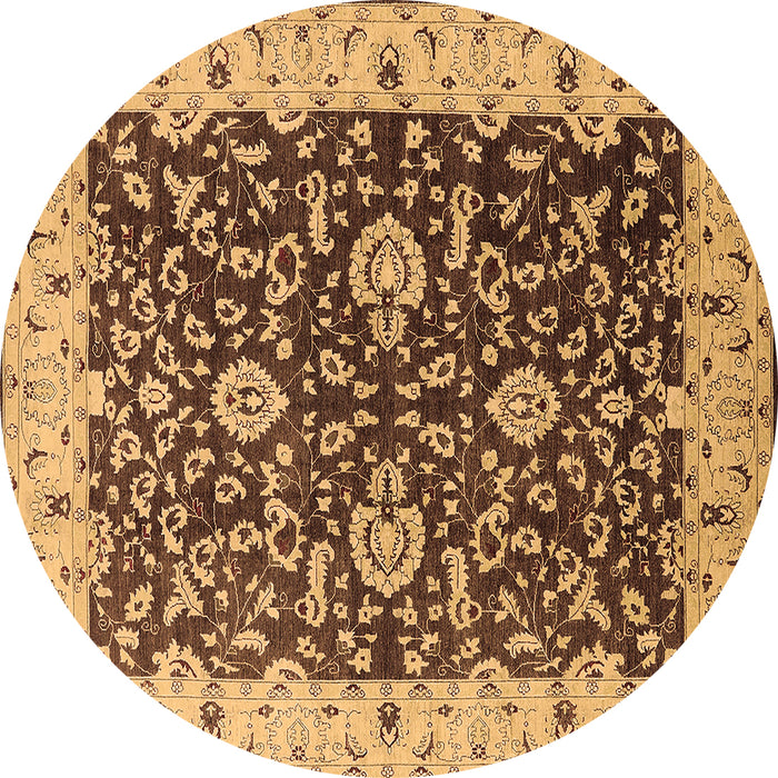Round Oriental Brown Traditional Rug, urb620brn