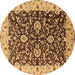 Round Oriental Brown Traditional Rug, urb620brn