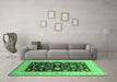 Machine Washable Oriental Emerald Green Traditional Area Rugs in a Living Room,, wshurb621emgrn