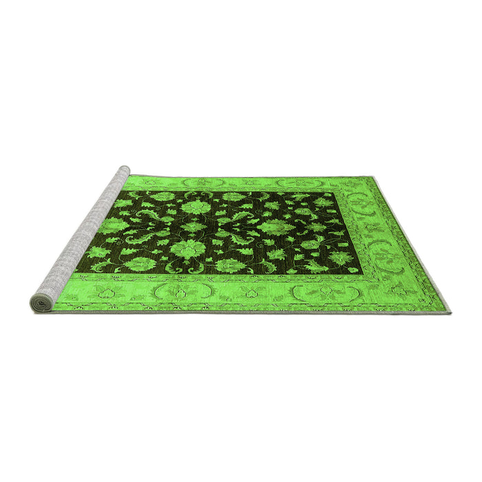 Sideview of Machine Washable Oriental Green Traditional Area Rugs, wshurb621grn
