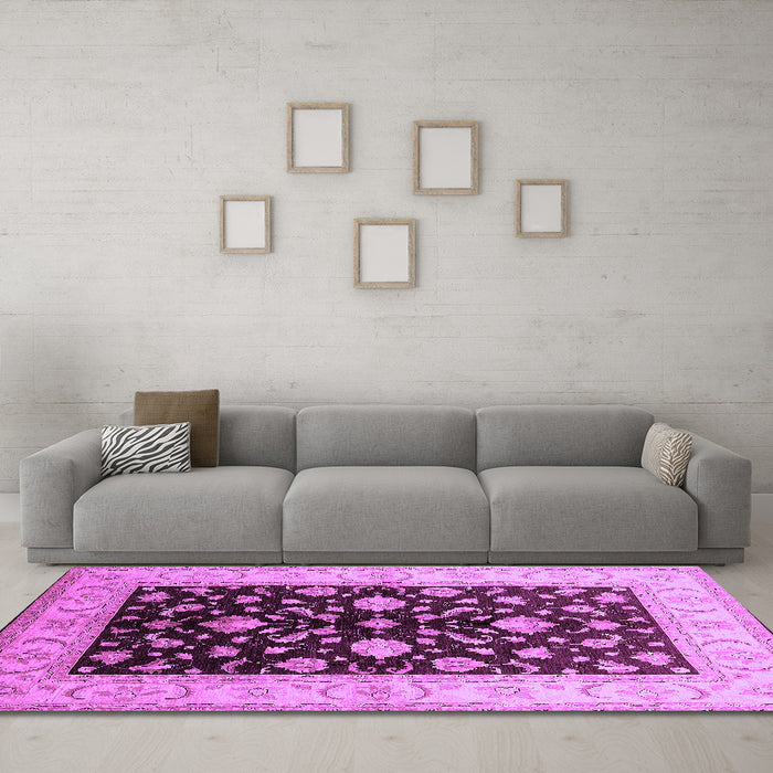 Machine Washable Oriental Purple Traditional Area Rugs in a Living Room, wshurb621pur