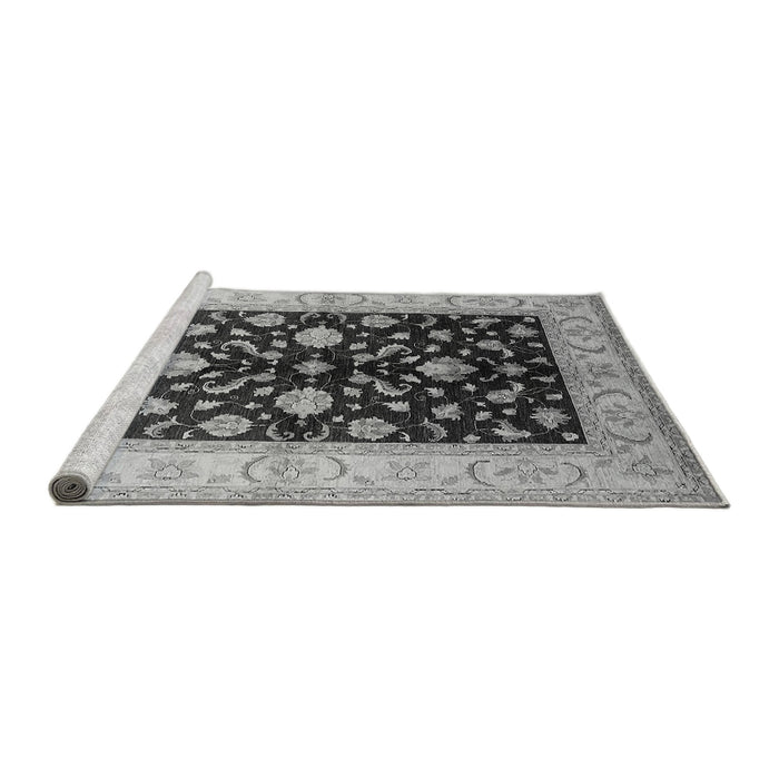 Sideview of Machine Washable Oriental Gray Traditional Rug, wshurb621gry