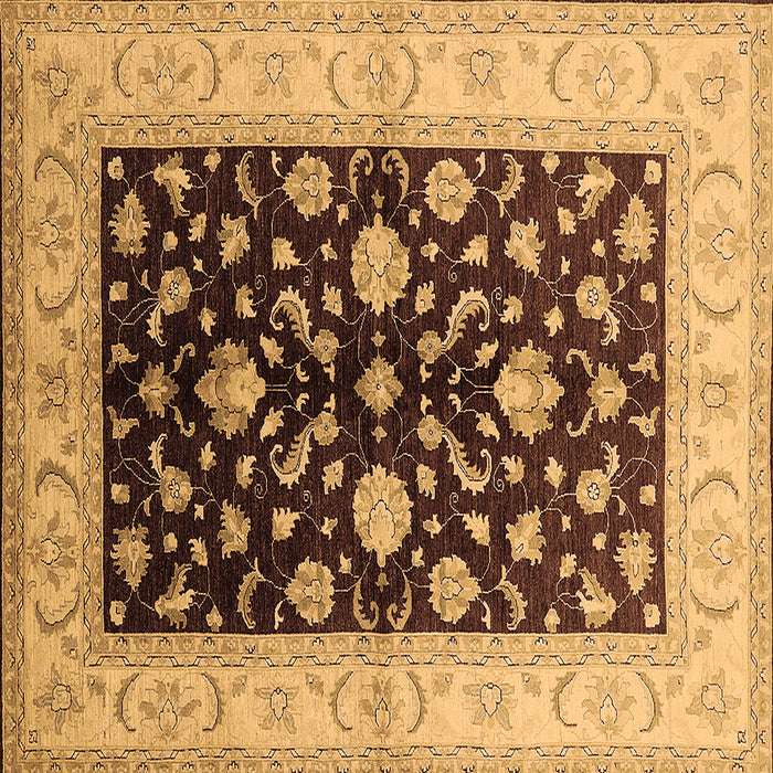 Square Oriental Brown Traditional Rug, urb621brn