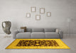 Machine Washable Oriental Yellow Traditional Rug in a Living Room, wshurb621yw